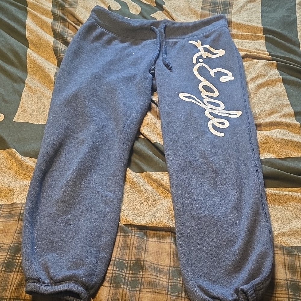 American Eagle Outfitters Womens Joggers in Blue with White Logo Y2k